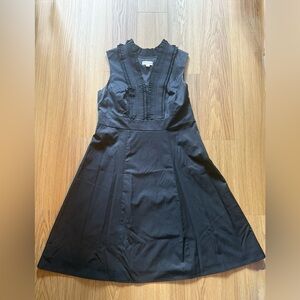 Merona Black Sleeveless Pleated V-Neck Fit & Flare Mini Dress